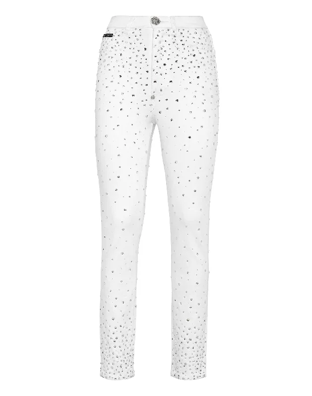 Fashionable Women's Casual Apparel Denim Super High Waist Jegging Crystal Rain