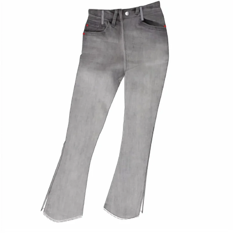 Online Boutiques Clothing High Rise Frayed Hem Cropped Jeans In Grey