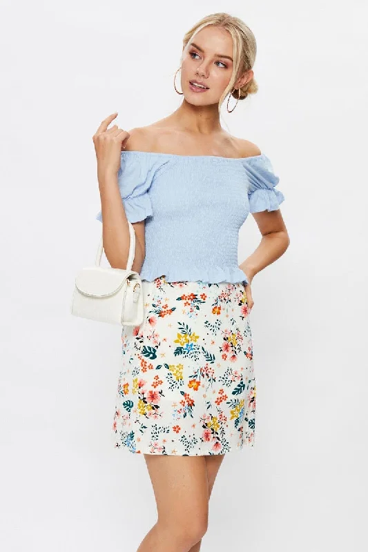 Chic Women's Clothing for Work and Travel Print Front Split Mini Skirt