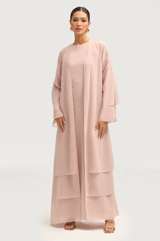 Women's Vacation Clothes Hawa Chiffon Abaya - Jasmine Pink