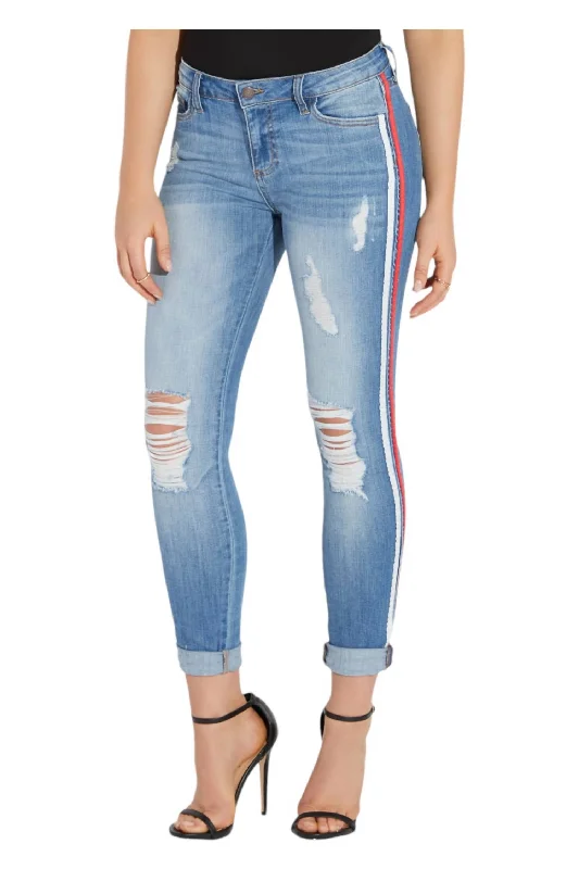 Women's Trendy Clothes Striped Crop Skinny Jeans In Light Wash