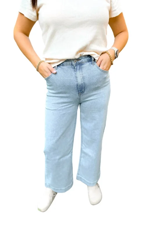 Sustainable Women's Clothing Cropped Straight Denim Jeans In Light Wash