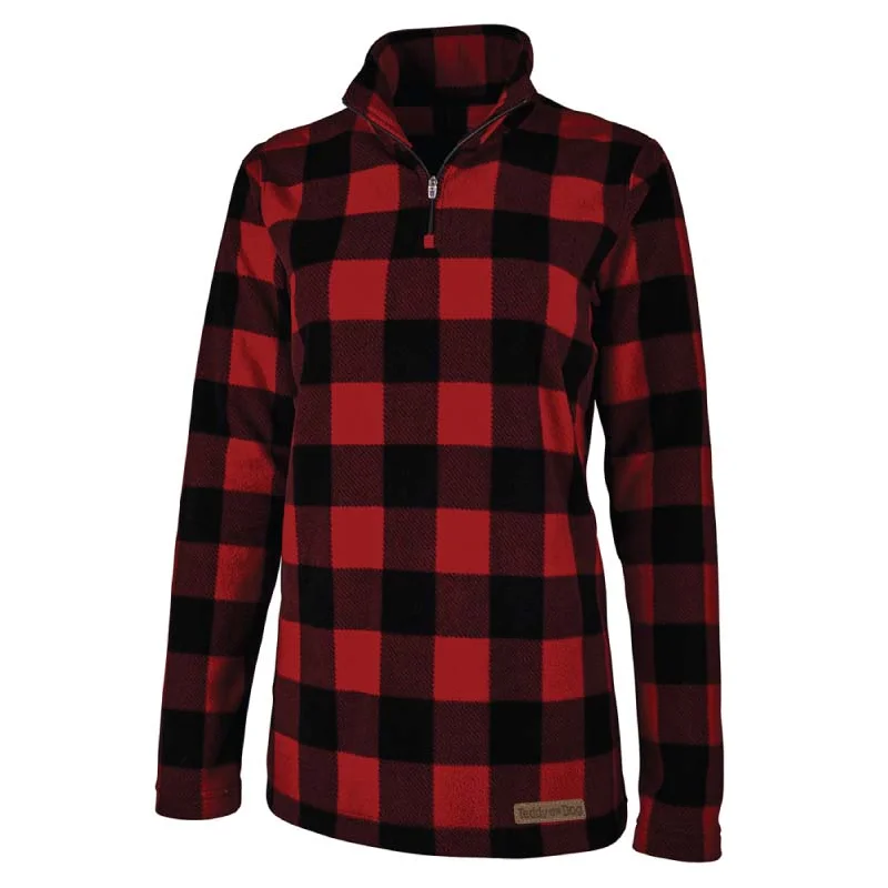 Women's Clothes For Special Occasions Ladies Buffalo Plaid Microfleece Quarter Zip