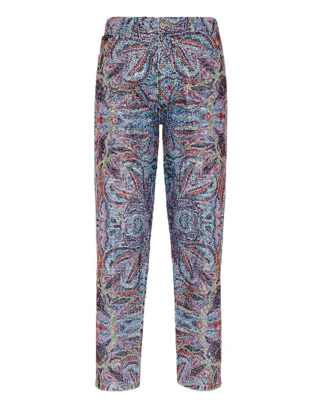 Women's Elegant Apparel Denim Trousers Mom Fit Crystal Colorful Circus