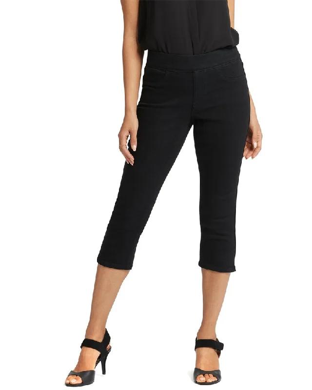 Women's Plus-Size Casual Outfit NYDJ Dakota Overdye Black Crop Jean