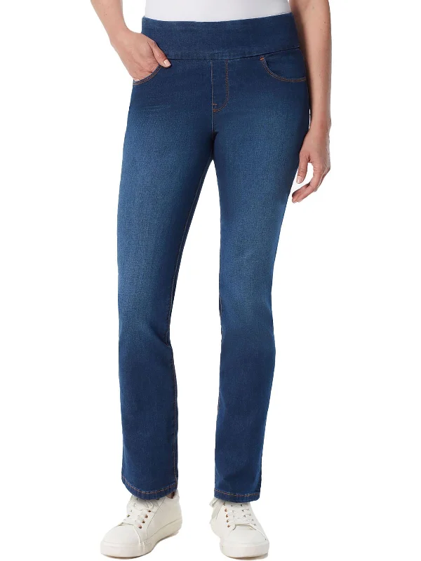 Women's Trendy Outfit Amanda Womens High Rise Pull On Straight Leg Jeans