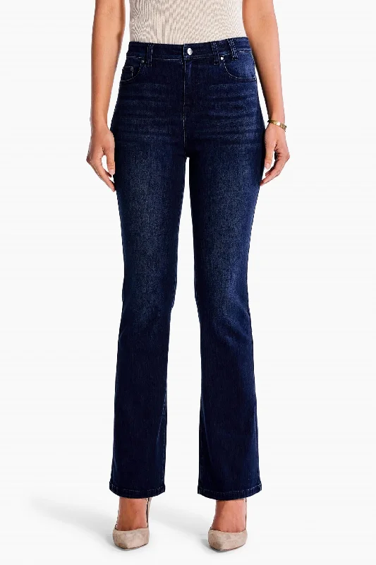 Trendy Athleisure Clothing For Women High Rise Boot Cut Jean In Twilight