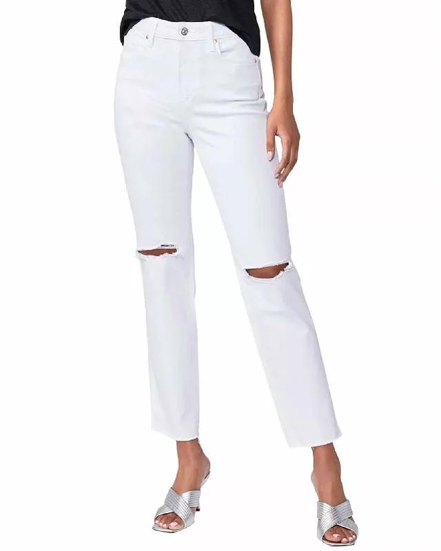 Outlet Clothing Noella High Rise Relaxed Straight Leg Jean In Soft Ecru Destructed
