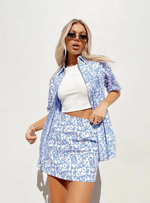 Women's Clothing Motel Pelmo Skirt Love Checker Blue