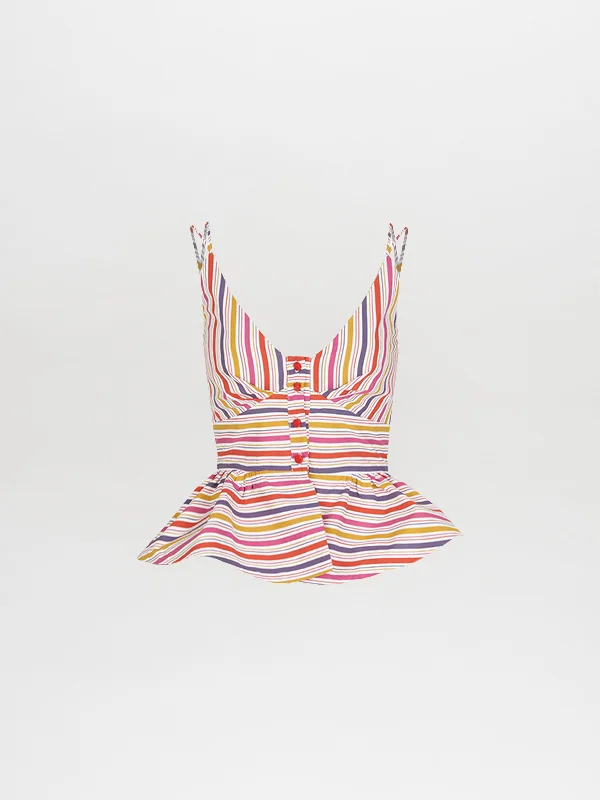 Women's Vintage-Inspired Clothing Fiorella Top Golden Magenta Stripes