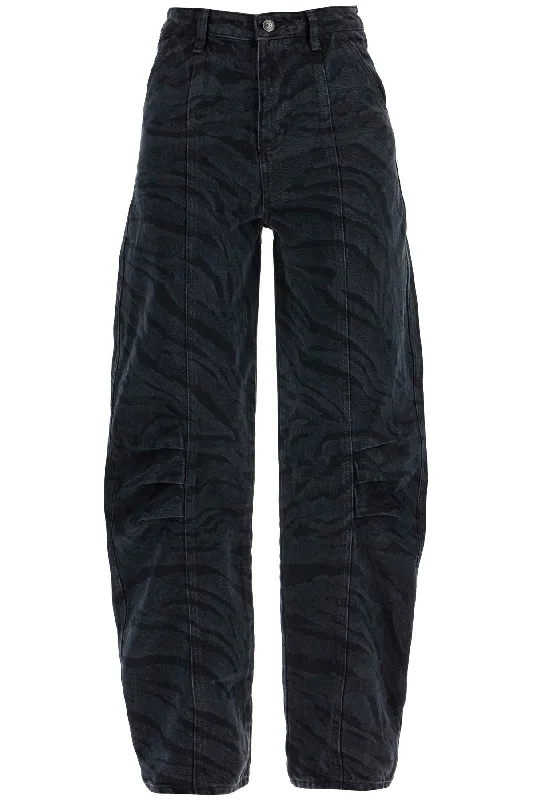 Women's Relaxed Outfit Rotate Women's Animal Print Barrel Jeans