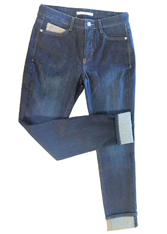 Trendy Women's Fashion Shimmer Lurex Jean In Blue Denim