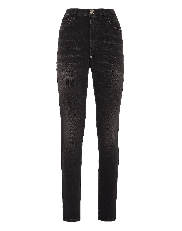 Women's Casual Apparel For Weekends Denim Trousers Super High Waist Jegging