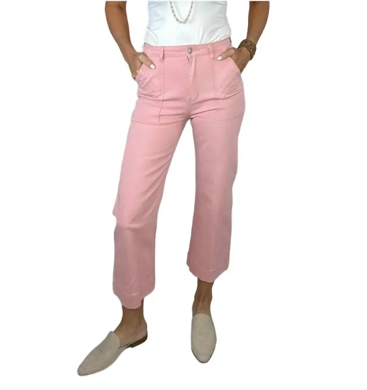 Women's Versatile Apparel Claire Cropped Cargo Pants In Pink