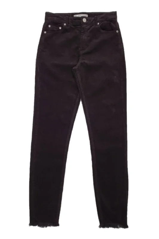 Women's Clothing For Special Occasions Corduroy Skinny W/ Fray Hem Jeans In Black