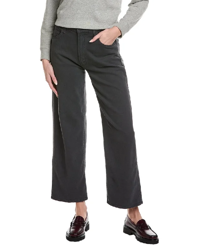 Women's Comfy Loungewear Outfit MOTHER The Dodger Ankle Linen-Blend Peat Straight Leg Jean