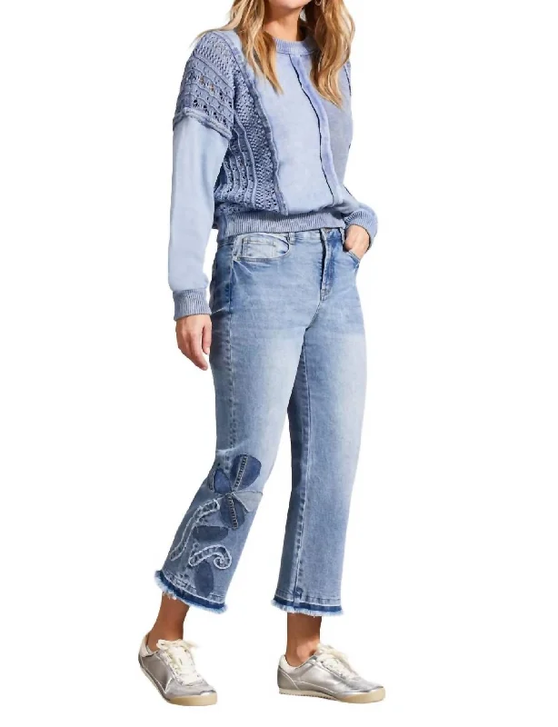 Affordable Women's Clothing Sophia Microflare Crop Denim Jean In Flower Blue