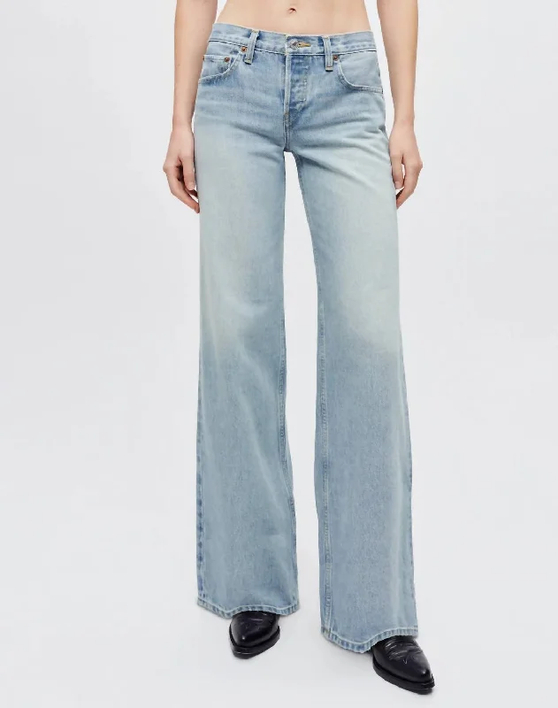 Comfortable Casual Wear Mid Rise Wide Leg Jeans In Mojave