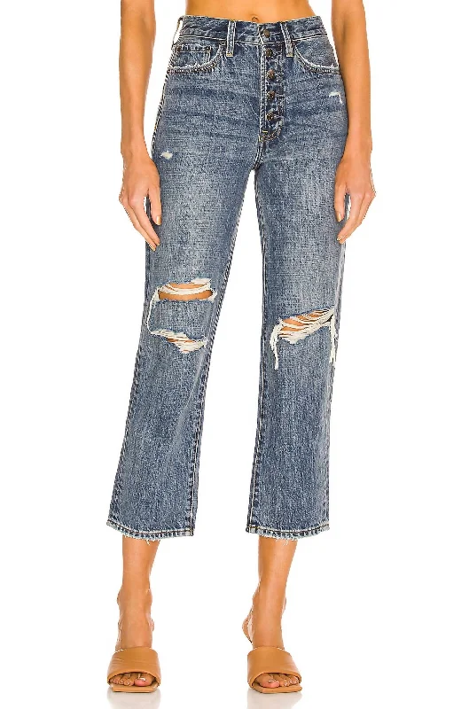 Formal Garments For Women Charlie Jean With Exposed Button Fly In Destructed Pulse