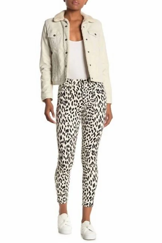 Timeless Women's Clothes Charlie High Rise Leopard Print Coated Skinny Jeans In White, Black