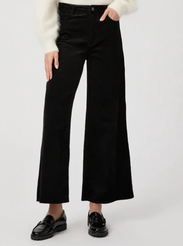 Sale Clothes Online Harper Ankle Wide Leg Pant In Black Velvet Corduroy