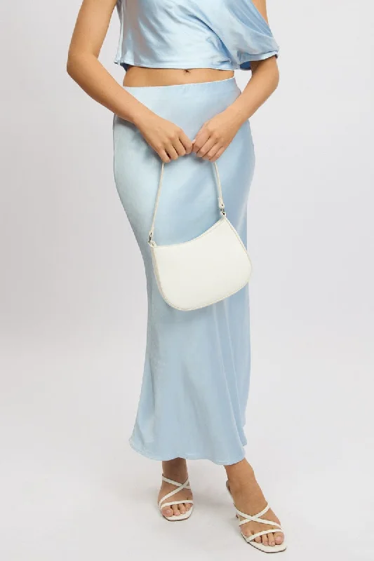 Women's Night-Out Outfit Blue Slip Skirt Maxi High Rise Satin Crepe