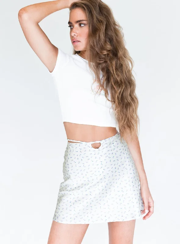 Women's Evening Wear Desert Storm Mini Skirt White Floral