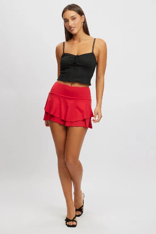 Comfortable Women's Outfits Red Supersoft Skort Skirt High Rise Layered Lined