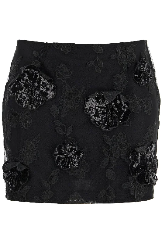 Casual Chic Women's Clothes Rotate Women's Mini Skirt In Recycled  Polyester Mesh With Floral Pattern