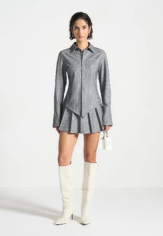 Women's Travel Attire Pinstripe Pleated Skort - Grey