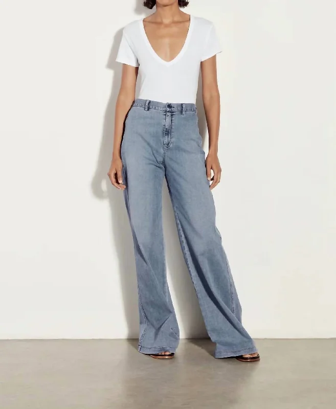 Women Clothing High Waisted Wide Leg Jeans In Midwash