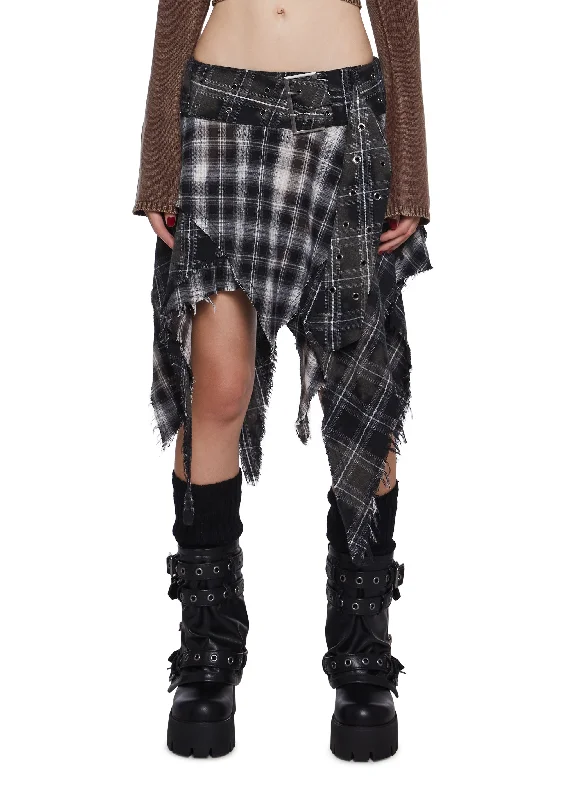 Women's Attire Warp Plaid Midi Skirt