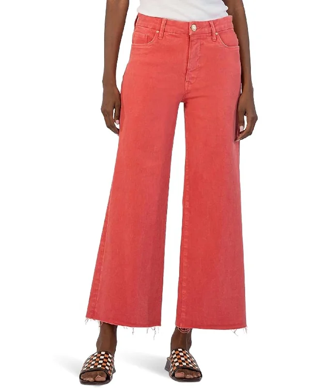 Women's Festive Attire Meg High Rise Wide Leg Jean In Strawberry