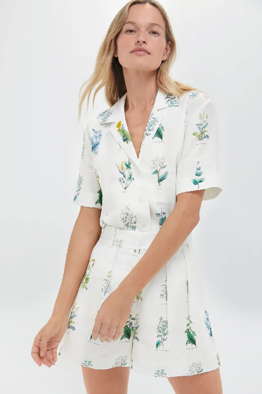 Women's Plus-Size Outfit Mist Greenhouse Floral Camp Shirt