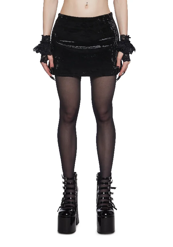 Women's Fashion-Forward Apparel Obscure Darkness Velvet Mini Skirt