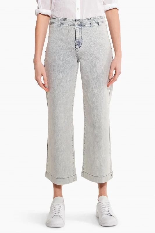 Women's Fashionable Clothing Sets Mid Rise Wide Leg Jean In Salt