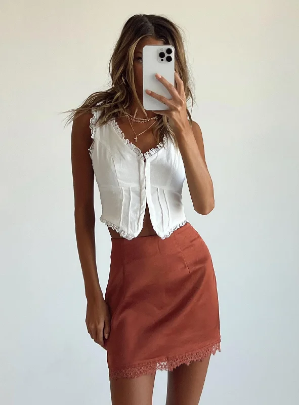 Workwear Fashion for Women Leila Mini Skirt Brown