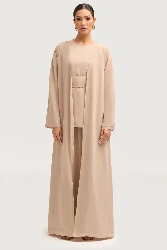 Fashionable Women's Clothes Nevene Open Abaya - Stone