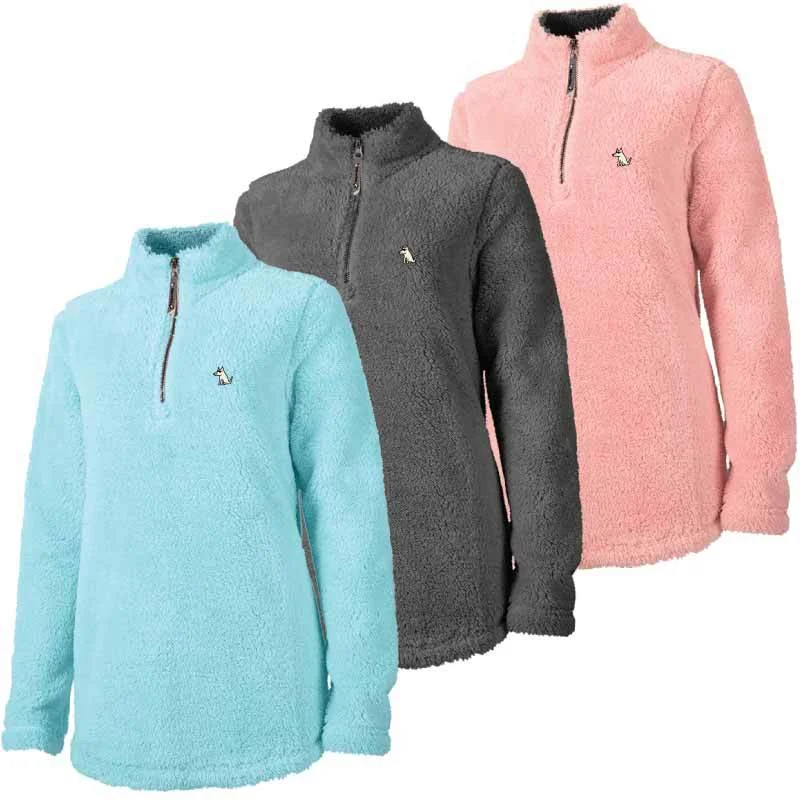 Women's Relaxed Clothes Ladies Quarter Zip Fuzzy Fleece