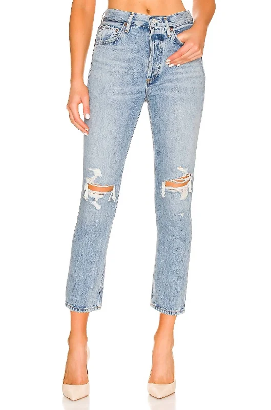Flash Sales Today Riley High Rise Straight Crop Jean In Blitz (Med Indigo)