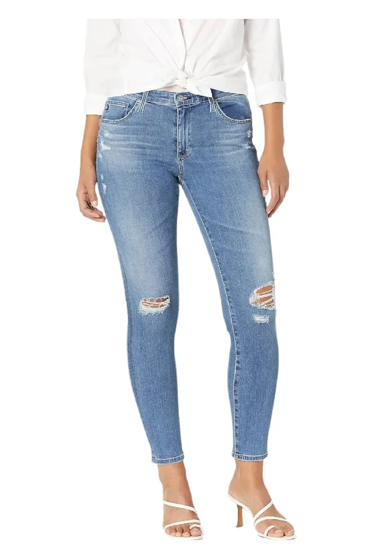 Women's Office Clothing Legging Ankle Skinny Jeans In Seasprite Destruct