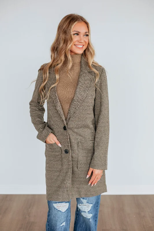 Women's Sporty Clothes Staying Stylish Houndstooth Coat