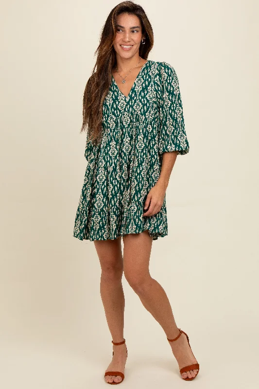 Fashion-forward Women's Clothing Forest Green Printed Mini Dress