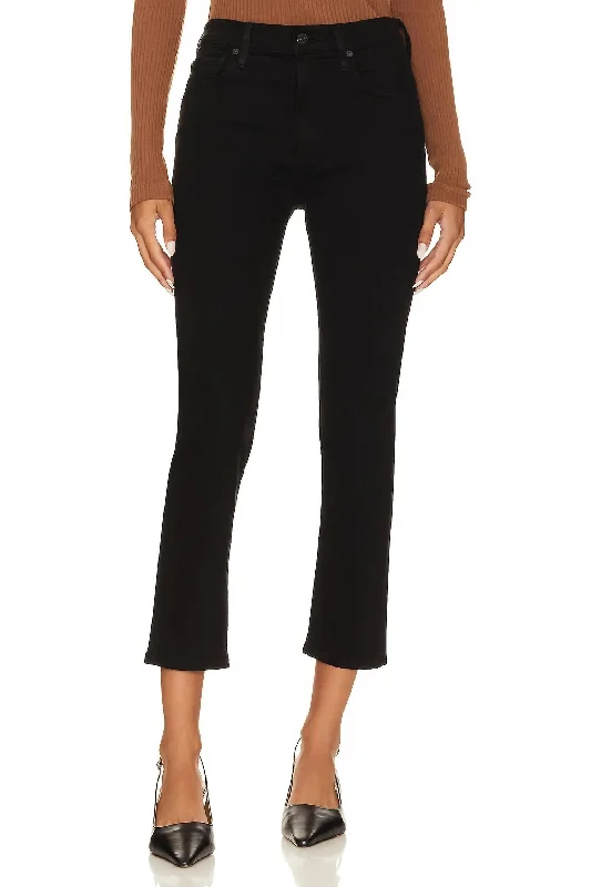 Stylish Outerwear Clothing For Women Isola Straight Crop Jean In Plush Black