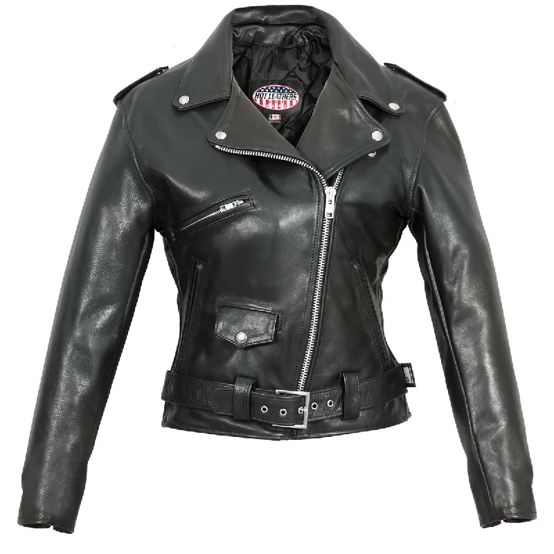 Minimalist Women's Fashion Clothing Hot Leathers JKL5004 Women's Black Premium USA Made Classic Motorcycle Style Leather Jacket Minimalist Women's Fashion Clothing Hot Leathers JKL5004 Women's Black Premium USA Made Classic Motorcycle Style Leather Jacket