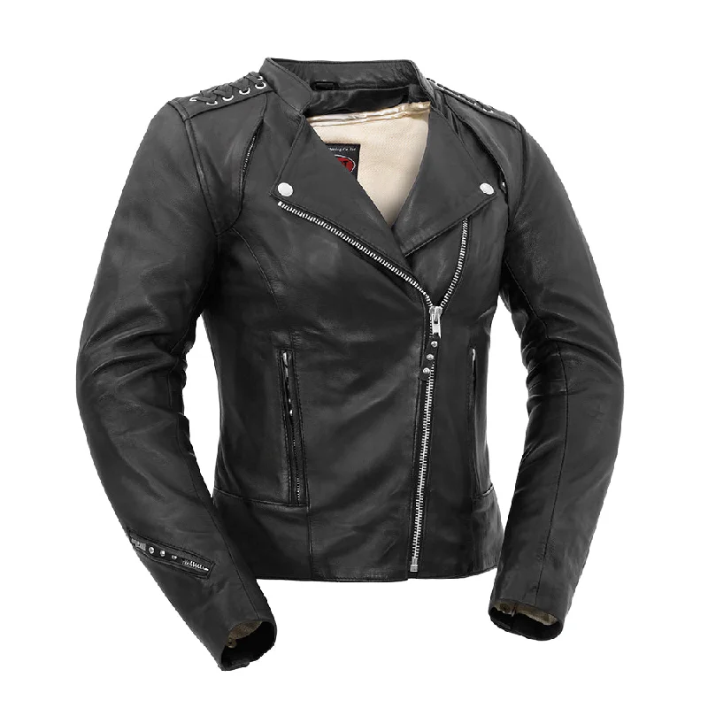 High-Fashion Women's Clothing Black Widow - Women's Motorcycle Leather Jacket