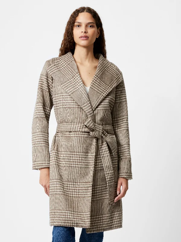 New Arrival Discounts Check Belted Wrap Coat