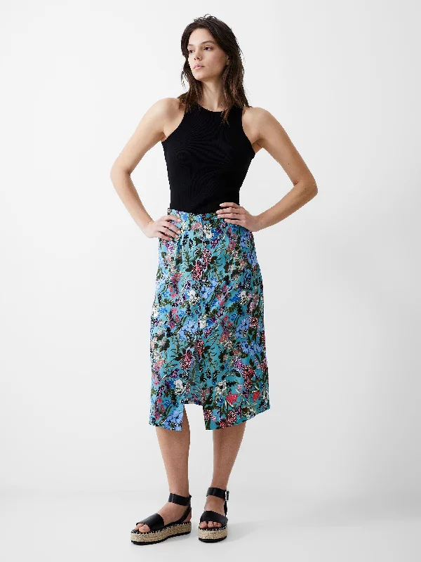 Women's Vacation Garments Blossom Drapey Button Midi Skirt