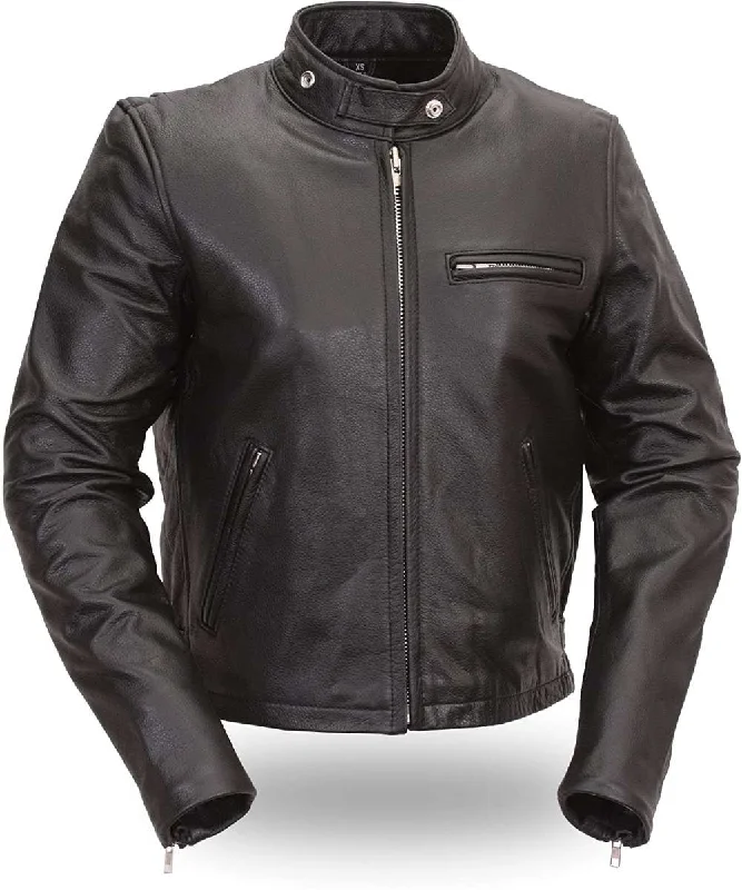 Online Shopping Boutiques First Manufacturing FML110BMZ Black Women's Scooter Leather Jacket Online Shopping Boutiques First Manufacturing FML110BMZ Black Women's Scooter Leather Jacket