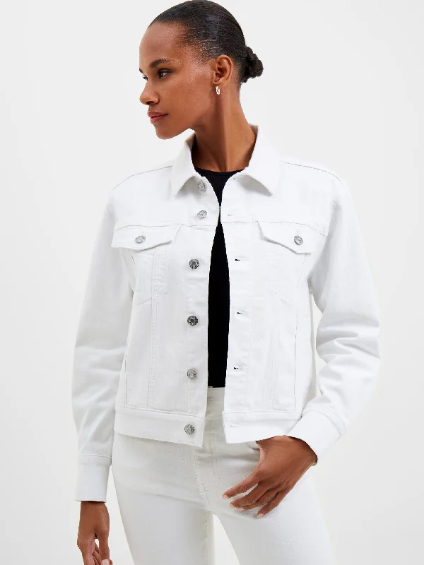 Elegant Women's Clothing Online White Denim Stretch Trucker Jacket